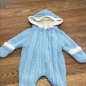 Faded Glory Blue Cable Knit Baby Footie